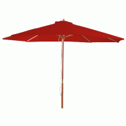 Décoshop26 - Parasol de jardin diamètre  3m polyester rouge et bois pieds de parasol non inclus 04_0008012 - rouge Bois massif 3000262429356