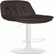 Décoshop26 - Tabouret chaise haute x1 pour cuisine et bar à assise moelleuse en tissu gris foncé cadre en métal blanc 10_0005685 - blanc métal 30