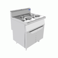Friteuse à gaz 2 bacs 16+16 litres. Structure en inox. Température 110-190°C. Dimensions 80x70x108,5h cm. Modèle AT7G8F-F - 4153