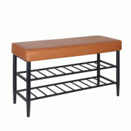 Helloshop26 - Banc à chaussures élégant avec 2 étagères pratique entrée 100 x 30 x 50 cm en fer noir 13_0017688 - noir 3000249068745