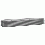 Helloshop26 - Lit surélevé de jardin ovale 322 x 100 x 36 cm usage extérieur design moderne en acier galvanisé gris 02_0046579 - gris acier 300023