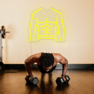 Néon LED personnalisé rétro et moderne en forme d'abdos conçu pour les salles de sport et de fitness Néon LED personnalisé rétro et moderne en forme d'abdos conçu pour les salles de sport et de fitness