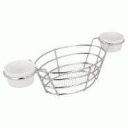 Panier finger food ovale + 2 pots 26x10x5,3cm inox - par 6