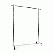 Portant pliable renforcé extensible L 150-220 cm H 118-190 cm chromé - Réf. 46172 - Usage intérieur/extérieur - Capacité 90kg