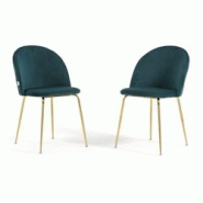 RATTATAN Lot de 2 chaises en velours avec pieds en métal, design élégant pour cuisine, salle à manger, bar ou restaurant – Sara – Bleu pétrol RATTATAN Lot de 2 chaises en velours avec pieds en métal, design élégant pour cuisine, salle à manger, bar ou restaurant – Sara – Bleu pétrol