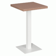 Table mange debout Cage blanc plateau noyer 70x70x111cm