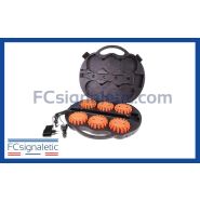 Valise de 6 balises lumineuses rouges autonomes magnétiques, rechargeables, carrossables, étanches et extrêmement solides Valise de 6 balises lumineuses rouges autonomes magnétiques, rechargeables, carrossables, étanches et extrêmement solides