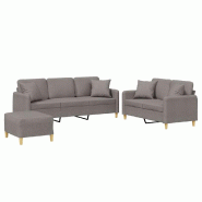 VidaXL Ensemble de canapés 3 pcs avec coussins taupe tissu Modèle Quarnelis - 3202149