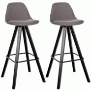 CLP Lot de 2 tabourets de bar Corbin en tissu carré Taupe/Noir - gris textile 327252 CLP Lot de 2 tabourets de bar Corbin en tissu carré Taupe/Noir - gris textile 327252