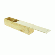 Coffret bois naturel 3 compartiments couvercle bois 50x10,5x10,5cm - par 6