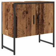 Helloshop26 - Armoire de lavabo de salle de bain gain de place 60 x 33 x 60 cm en bois vieux bois 02_0051181 - Bois massif 3000236781084