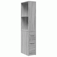 Helloshop26 - Armoire de salle de bain étroite pratique avec roulettes 22 x 41 x 135 cm en bois d'ingénierie sonoma gris 02_0050669 - gris métal 30