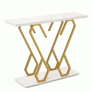 Helloshop26 - Console table d'entrée 100 x 30 x 79 cm capacité 75 kg design élégant et moderne en MDF blanc et doré 20_0019448 - doré Bois manuf