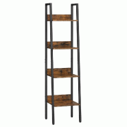 Helloshop26 - Étagère échelle bibliothèque à 4 niveaux meuble de rangement sur pied pour salon chambre cuisine cadre en acier facile 12_0003498 -