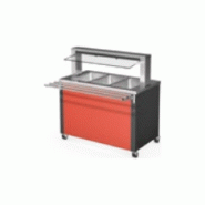 Meuble de self chaud pour enfants - Sur Roulettes, Avec rampe à plateaux Blanco BASICLINEW-4KIDS
