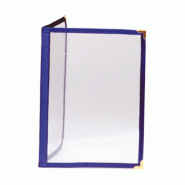 Protège menu 2 volets A5 PVC bordure bleu