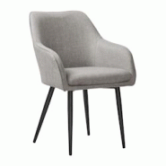 SalesFever Chaise de salle à manger | Revêtement en tissu structuré | Pieds de chaise en métal | L 61 x P 60 x H 85 cm | taupe – noir - multicol SalesFever Chaise de salle à manger | Revêtement en tissu structuré | Pieds de chaise en métal | L 61 x P 60 x H 85 cm | taupe – noir - multicol