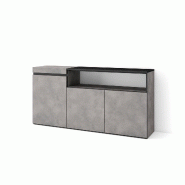 SKRAUT HOME Buffet salon et cuisine, 150x75x35cm, 3 Portes, Meuble chaussure, Ciment - gris Bois manufacturé 68_5