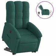 VidaXL Fauteuil inclinable électrique vert foncé tissu Modèle Velvarine - 3204122