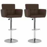 VidaXL Tabourets de bar lot de 2 marron similicuir Modèle Atlas Panorama Vent - 323656