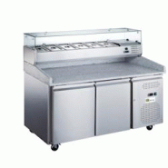 A.C.L - Table réfrigérée 22 portes - 390 L - avec vitrine évaporateur traité - inox MM829152 A.C.L - Table réfrigérée 22 portes - 390 L - avec vitrine évaporateur traité - inox MM829152