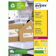 AVERY 1000 étiquettes recyclées blanches, format 99,1 x 57 mm (100 feuilles A4 / cdt) - 5014702138393