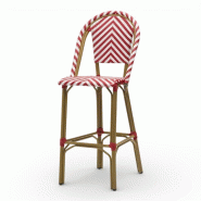 Bistromania RIVOLI Chaise bar aluminium polyéthylène tressé 115x47x59 bistrot extérieur chevrons rouges blancs - rouge aluminium EA260