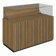 Comptoir vitrine fond bois Vertigo T03 MDF noir et olivier 120x60x93cm