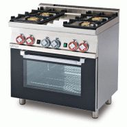 Cuisinière à gaz 4 feux avec four à gaz statique et grill. Dimensions 80x60 h90 cm. Porte en verre. Modèle CF4-68G - 2218