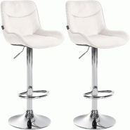 Décoshop26 - Lot de 2 tabourets de bar pivotant forme ergonomique surpiqûres décoratives en velours crème cadre en métal chromé 10_0006035 - bei