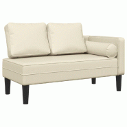 Décoshop26 - Méridienne chaise longue canapé pour intérieur avec coussins crème PVC crème DEC026066 - beige 3000255603626