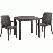 Ensemble de 2 fauteuils avec table carrée en rotin marron - marron plastique polypropylène 8050054388526
