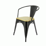 Fauteuil Austin metal assise pin naturel - par 4