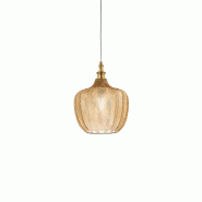 Gea Luce Lampe À Suspension Cleofe S/10 Ambre - Structure Métal Laiton Avec Verre Transparent 1Xe27 Max 60W Ip20 - Gealuce - orange CLEOFE S/10 - AM
