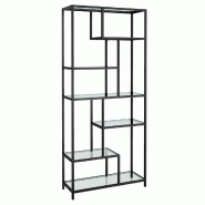 Helloshop26 - Étagère de rangement bibliothèque 6 niveaux porte-plantes 30 x 80 x 180 cm verre trempé pour bureau salon chambre 12_0005709 - acier