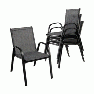 Helloshop26 - Lot de 2 chaises empilables pour jardin 83 x 67 x 55 cm confort ergonomique design contemporain en acier noir 20_0012444 - noir acier 30