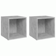 Helloshop26 - Lot de 2 meubles TV tendance pratique rangement 37 x 35 x 37 cm en bois d'ingénierie gris béton 02_0047857 - gris Bois massif 30002349