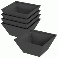Helloshop26 - Lot de 5 cache-pots jardin trapézoïdal moderne 35 x 35 x 15 cm en acier noir 02_0052355 - noir métal 3000237372823