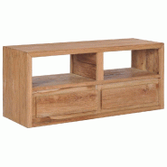 Helloshop26 - Meuble télé buffet tv télévision design pratique 90 cm bois de teck massif 2502086 - Bois massif 3002457141357