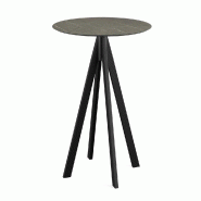 Infinity mange-debout avec piètement noir + plateau HPL Midnight Marble Ø70 cm