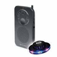RADIO POCKET  M-01-RS - 2 gammes: FM/MW - Tuner analogique - Haut-parleur intégré + Jeu de lumière Soucoupe OVNI LED - 3666638039194