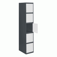 SimonRack Vestiaire Métallique 5 Portes avec Clé, 1800x300x500 mm, Anthracite/Blanc - Simonlocker - noir métal 8425437105968