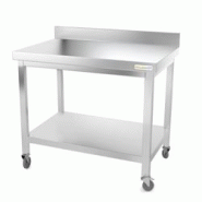 Table de travail en inox 1000 x 600 mm adossée sur roulettes PREMIUM / GOLDINOX - inox 3701770802876 Table de travail en inox 1000 x 600 mm adossée sur roulettes PREMIUM / GOLDINOX - inox 3701770802876