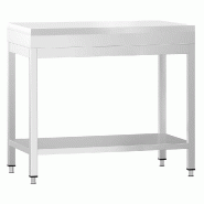 Table inox de découpe avec plan blanc - Profondeur 600 mm | Ggm - 700_0