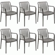 Tectake - Lot de 6 chaises de jardin ALCUDIA empilables résistantes aux intempéries - gris anthracite - plastique polypropylène - 406186 Tectake - Lot de 6 chaises de jardin ALCUDIA empilables résistantes aux intempéries - gris anthracite - plastique polypropylène - 406186