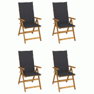 VidaXL Chaises Inclinables De Jardin Lot De 4 Et Coussins Bois Acacia - gris 8720286295960
