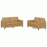 VidaXL Ensemble de canapés 2 pcs marron velours Modèle Nova Moderne Plus - 3201981