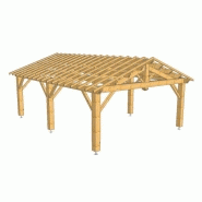 Abri camping car ouvert / structure en bois / toiture double pente