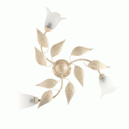 BeLight Plafonnier Olga Fer Ivoire, Déco Or Antique, Verre Albâtre D.14, 3 Lumières D.67 Cm Idéal Pour Salon Cosy - beige 8050713212384