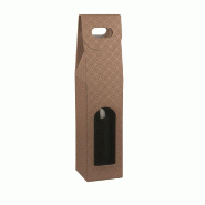 Boîte 1 bouteille carton imprimé matelassé taupe - par 10